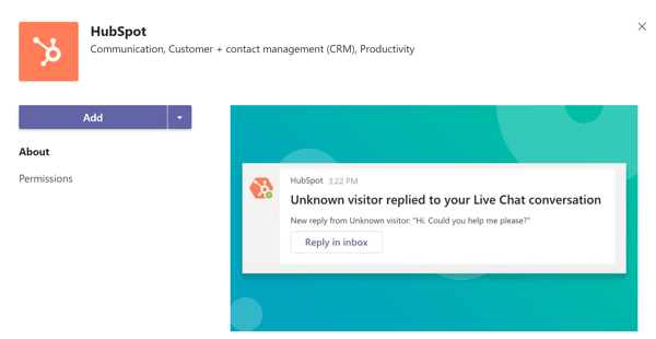 HubSpot Microsoft Teams App